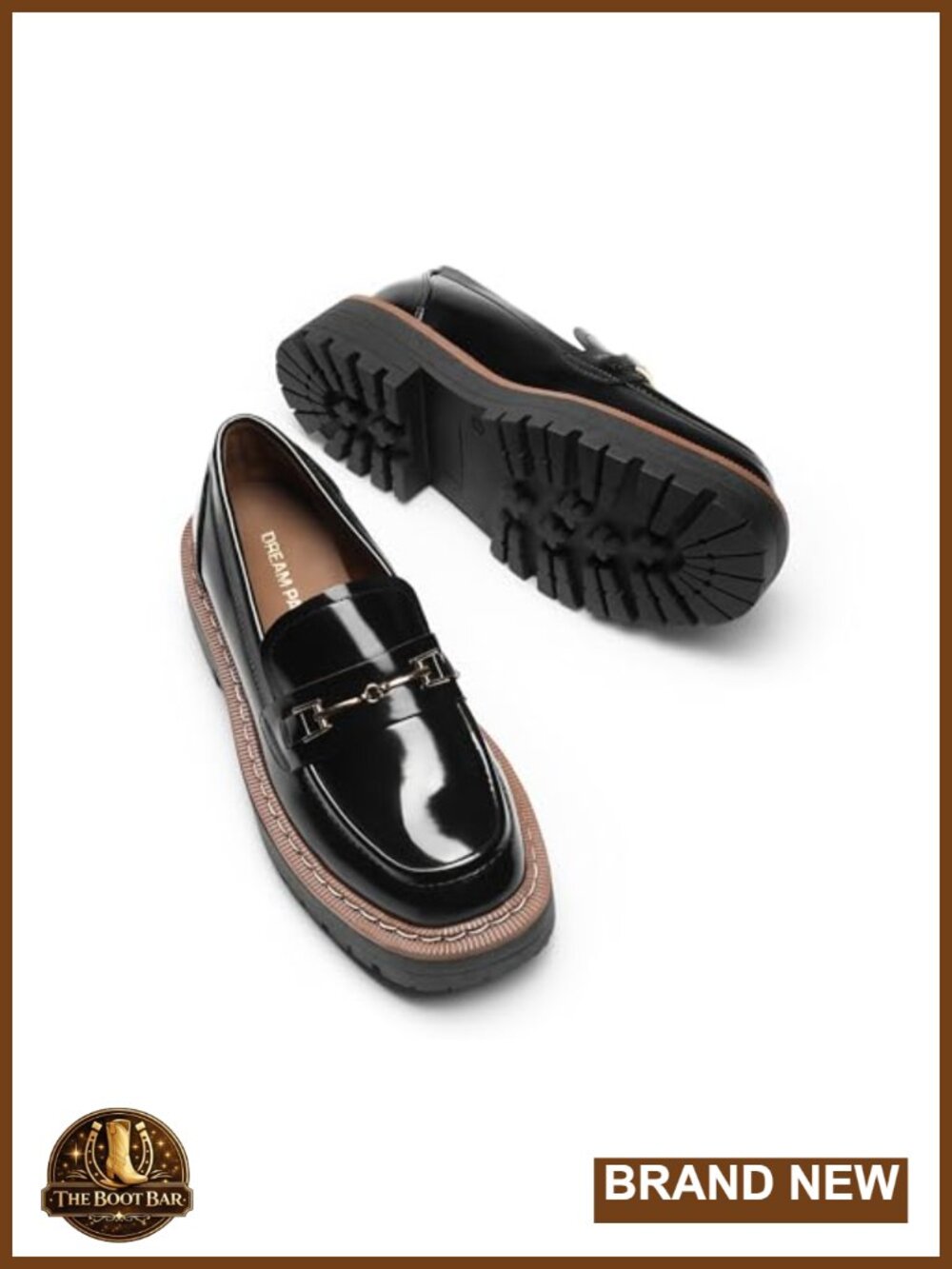 Platform Chunky Loafers Square Toe Horsebit Slip-On Faux Leather Work Shoes - Picture 4 of 6